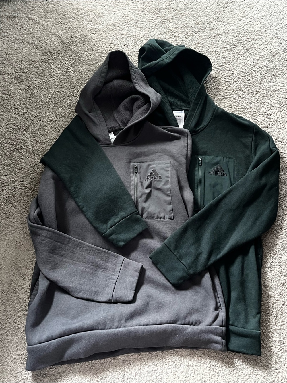 adidas - Gray and Dark Green Pullover Hoodies Bundle - Men’s Size L